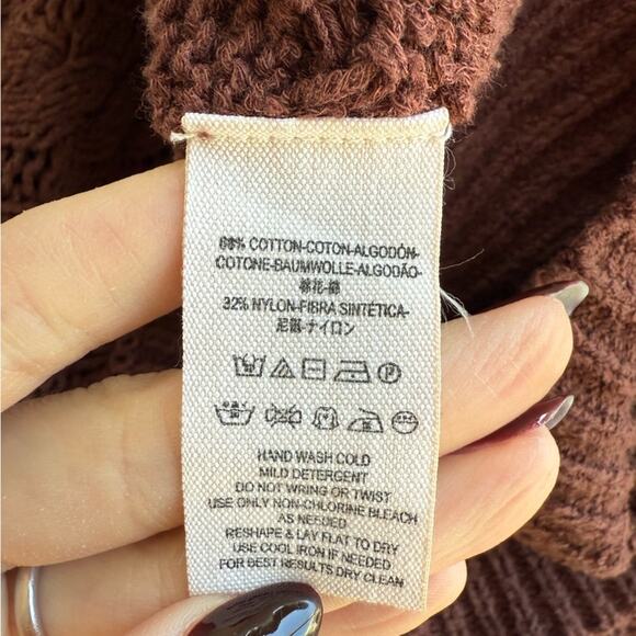 FREE PEOPLE TWISTED REALITY SWEATER MINI DRESS SLOUCHY CABLEKNIT BROWN XS - Picture 6 of 8